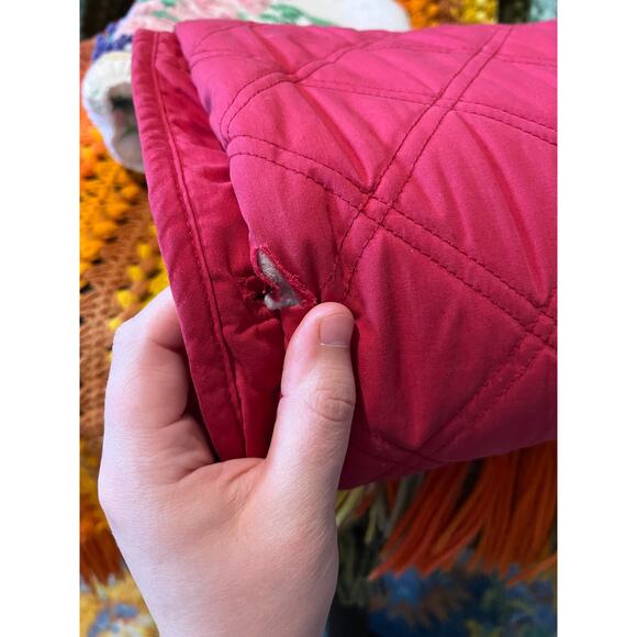 1990s LL Bean Red Paisley Quilted Barn Equestrian Old Money Chore Coat Jacket XL - Picture 10 of 10